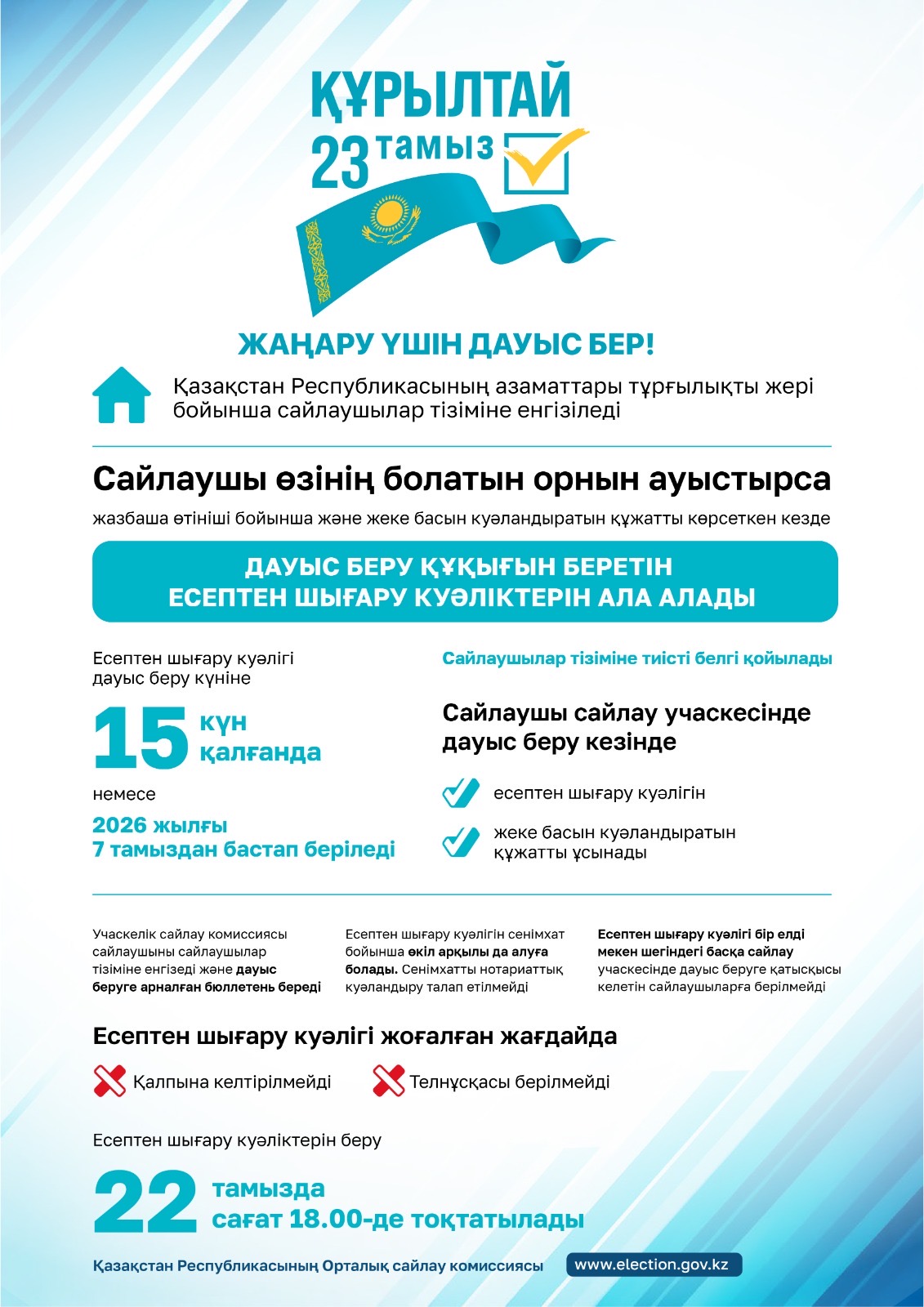 Дауыс беру құқығын беретін есептен шығару куәлігі